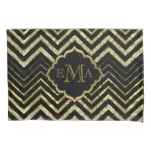 Faux Gold en Glitter Chevron Custom Black Back Kussensloop (Voorkant)