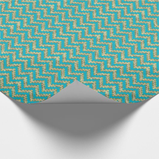 Faux Gold en Glitter Chevron Geometric Pattern Cadeaupapier (Hoek)