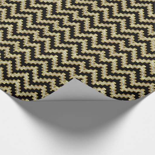 Faux Gold en Glitter Chevron Geometric Pattern Cadeaupapier (Hoek)