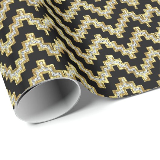 Faux Gold en Glitter Chevron Geometric Pattern Cadeaupapier (Rol Hoek)