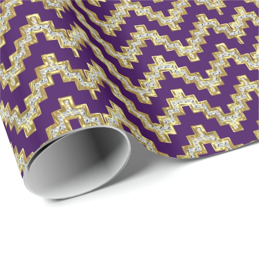 Faux Gold en Glitter Chevron Geometric Pattern Cadeaupapier (Rol Hoek)