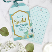 Faux Gold en Mint Bloemen Vrijgezellenfeest Cadeaulabel