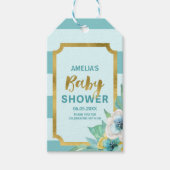 Faux Gold en Mint Floral Baby shower Cadeaulabel (Voorkant)