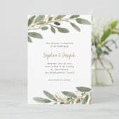 Faux Gold en olijfbladeren | Weddenschap Kaart (Staand voorkant)