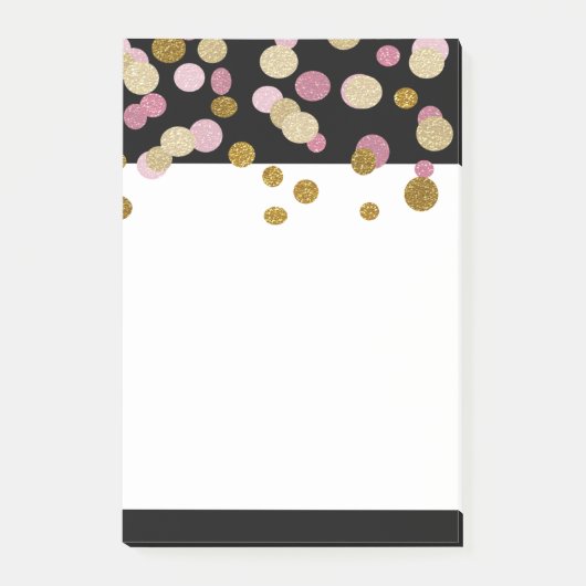 FAUX Gold en Pink Glitter Stippen (plat bedrukt) Post-it® Notes (Voorkant)