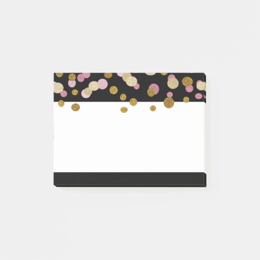 FAUX Gold en Pink Glitter Stippen (plat bedrukt) Post-it® Notes (Voorkant)