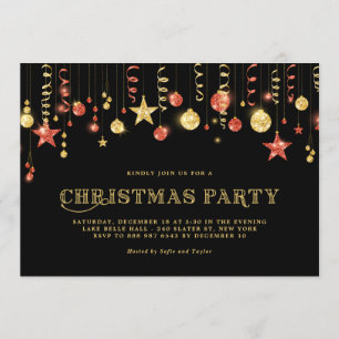 Faux Gold en Red Glitter-Ornamenten kerstfeest Kaart