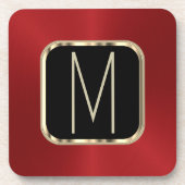 Faux Gold en Red Metallic look Bier Onderzetter (Voorkant)