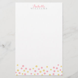 Faux Gold en roze Confetti Stippen Briefpapier