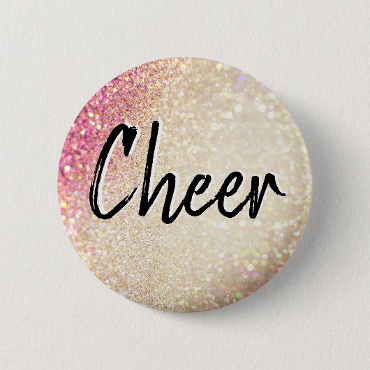Faux Gold en Roze Glitter Ronde Button 5,7 Cm (Voorkant)