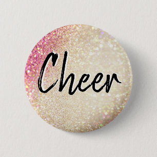 Faux Gold en Roze Glitter Ronde Button 5,7 Cm