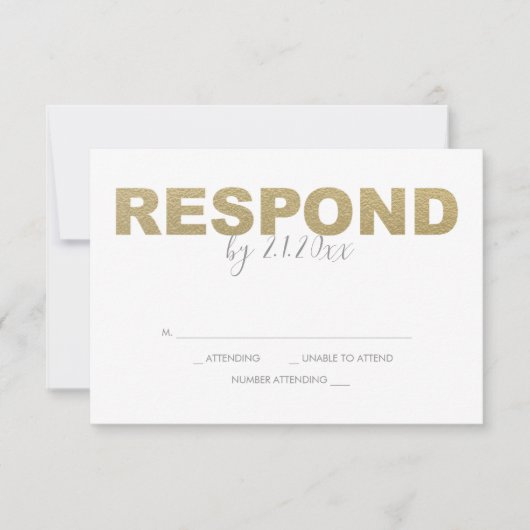 Faux Gold en Roze Reply RSVP-kaarten RSVP Kaartje (Voorkant)