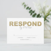 Faux Gold en Roze Reply RSVP-kaarten RSVP Kaartje (Staand voorkant)
