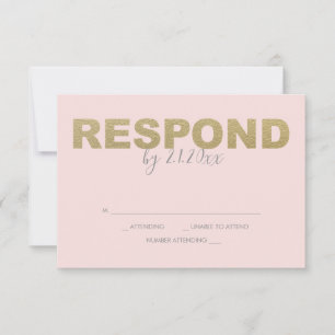 Faux Gold en Roze Reply RSVP-kaarten RSVP Kaartje
