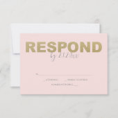 Faux Gold en Roze Reply RSVP-kaarten RSVP Kaartje (Voorkant)