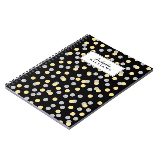 Faux Gold en Silver Confetti Pattern Notitieboek (Linkerzijde)