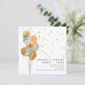 Faux Gold en Silver Foil Modern Adult Birthday Kaart (Staand voorkant)