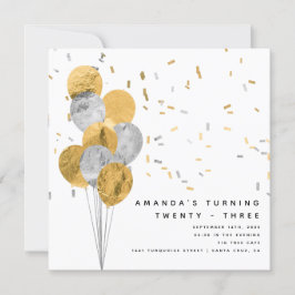 Faux Gold en Silver Foil Modern Adult Birthday Kaart