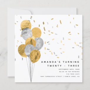 Faux Gold en Silver Foil Modern Adult Birthday Kaart