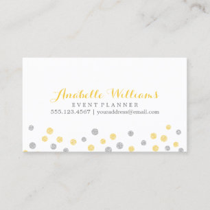 Faux Gold en Silver Glitter Confetti Stippen Visitekaartje