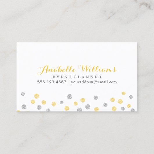 Faux Gold en Silver Glitter Confetti Stippen Visitekaartje (Voorkant)