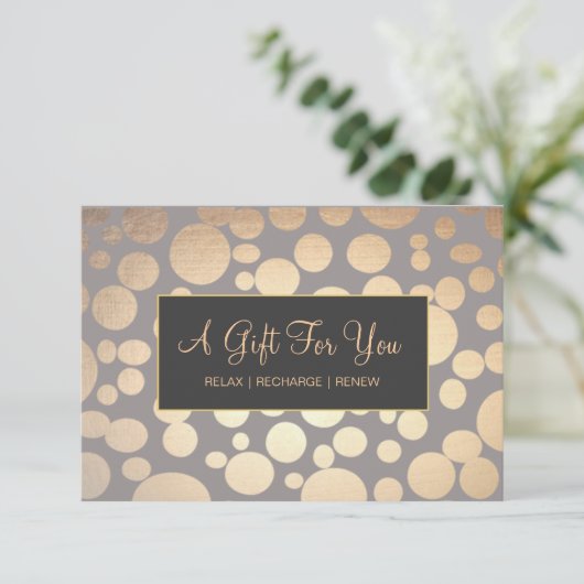 Faux Gold en Taupe Spa en Salon Gift Certificate (Staand voorkant)