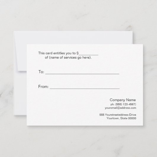 Faux Gold en Taupe Spa en Salon Gift Certificate (Achterkant)