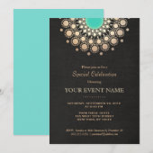 Faux Gold en Turquoise Circle Mandala Black Kaart (Voorkant / Achterkant)