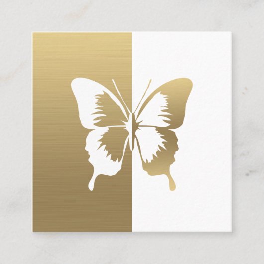 Faux Gold en White Color Butterfly Vierkante Visitekaartje (Voorkant)
