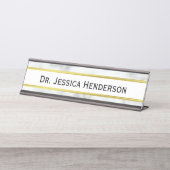 Faux Gold en White Marble Kijk Bureau Naambordje (Voorkant)