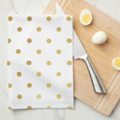 Faux Gold en White Polka Dots Theedoek (Quarter Fold)