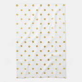 Faux Gold en White Polka Dots Theedoek (Verticaal)