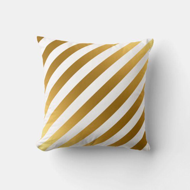 Faux Gold en White Stripes Pattern Elegant Kussen (Voorkant)