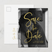 Faux Gold en zwarte bekleding | De foto bewaart de Aankondigingskaart (Voorkant / Achterkant)