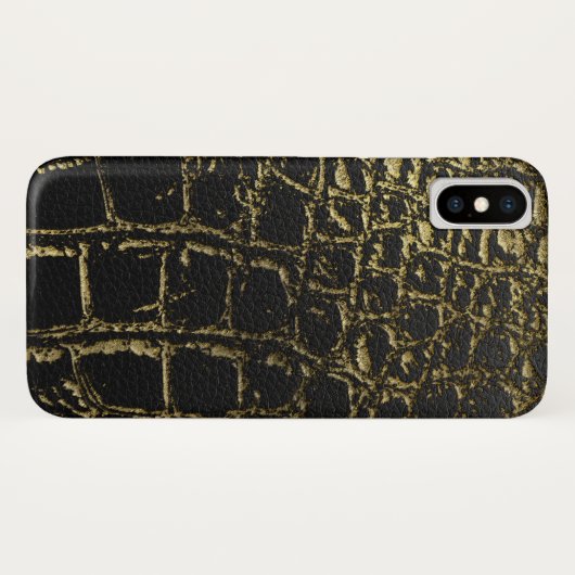 Faux Gold en zwarte krokodil/slangenhuid Case-Mate iPhone Case (Achterkant (horizontaal))