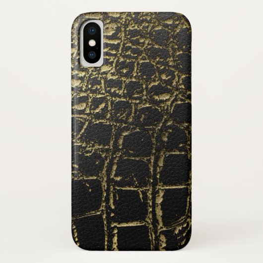 Faux Gold en zwarte krokodil/slangenhuid Case-Mate iPhone Case (Achterkant)