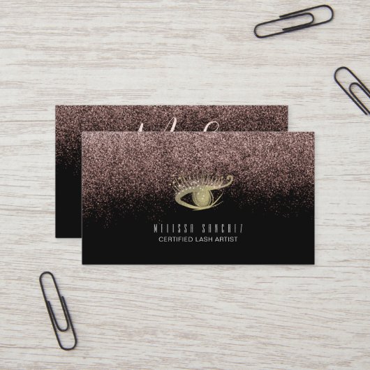 Faux Gold Eyelashes Salon Black Visitekaartje (Voorkant / Achterkant in situ)