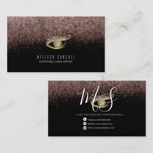 Faux Gold Eyelashes Salon Black Visitekaartje (Voorkant / Achterkant)