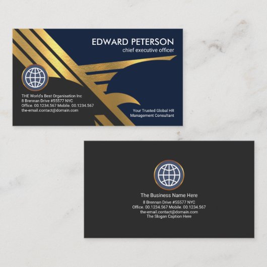 Faux Gold Falcon Eagle Wings Startup Courier Visitekaartje (Voorkant / Achterkant)