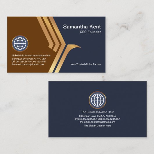 Faux Gold Falcon Wing Span CEO Founder Visitekaartje (Voorkant / Achterkant)