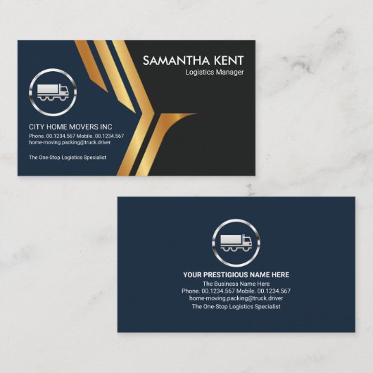 Faux Gold Falcon Wings Vrachtwagenlogistiek Visitekaartje (Voorkant / Achterkant)