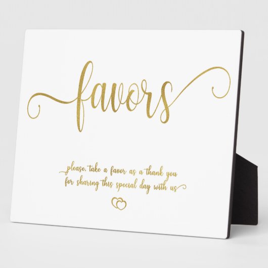 Faux Gold Favors Wedding sign Tabletop Plaque Fotoplaat (Zijkant)