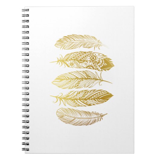 Faux Gold Feather Tribal Print Notebook Notitieboek (Voorkant)
