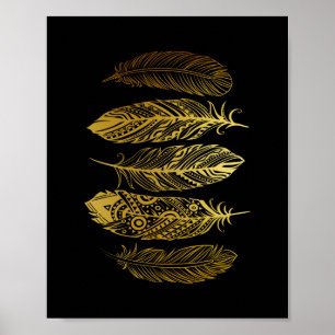 Faux Gold Feather Tribal Print Poster