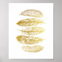 Faux Gold Feathers - Poster voor tribaal afdrukken