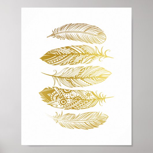 Faux Gold Feathers - Poster voor tribaal afdrukken (Voorkant)