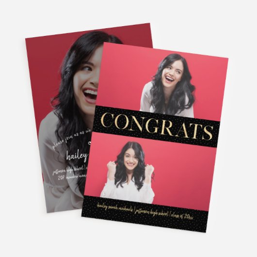 Faux Gold feliciteert drie fotoafstudeerfeest Kaart