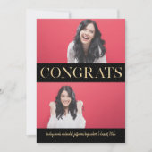 Faux Gold feliciteert drie fotoafstudeerfeest Kaart (Voorkant)