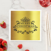 Faux Gold Festive Merry-kerstpapier Napkin Servet (Insitu)