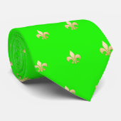 Faux Gold Fleur de lis DIY Neon Groen Paars Stropdas (Opgerold)